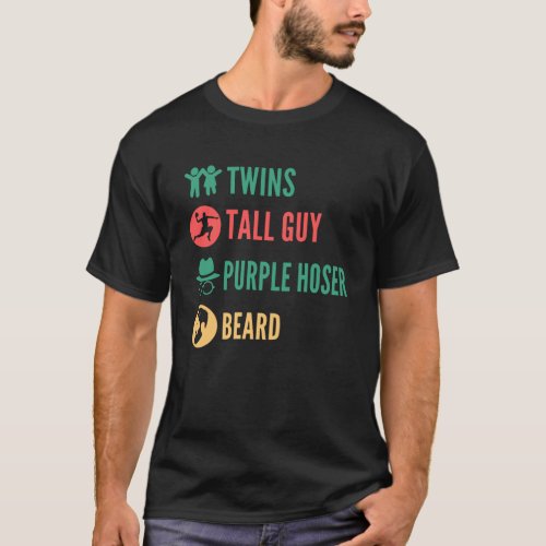 Perfect for kids dude TALL GUY BEARD TWINS PURPLE  T_Shirt