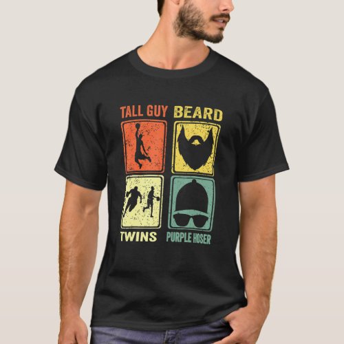 Perfect For Kids Dude Tall Guy Beard Twins Purple  T_Shirt