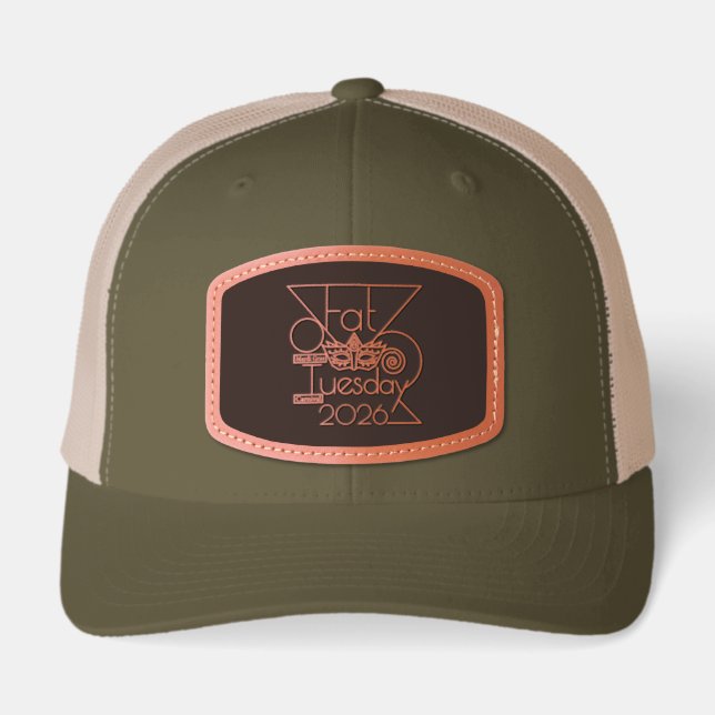 Perfect for Mardi Gras 2026 Leather Patch Hat (Front)