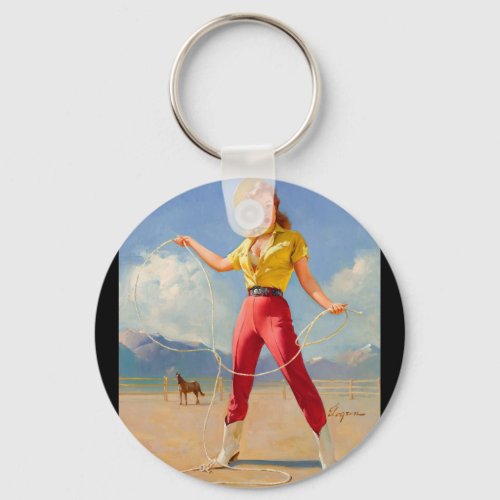 Perfect Form 1968 Pin Up Art Keychain