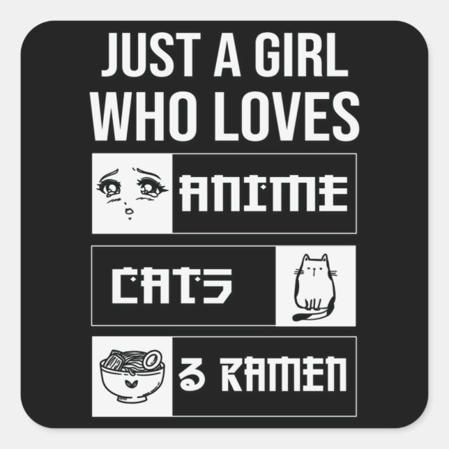 Perfect Gift Anime, Cats & Ramen Square Sticker (Front)