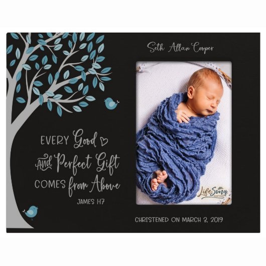 Perfect Gift Blue Leaves Wooden Picture Frame (Front)