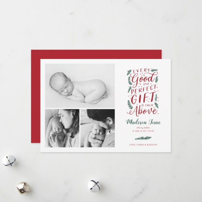 Perfect Gift Christmas Birth Announcement (Front/Back In Situ)