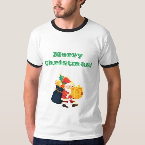 Perfect Gift Christmas Wishes Printed Text Ringer T_Shirt