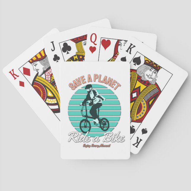 Perfect Gift for Bicycle  Lover - Save a Planet Poker Cards (Back)