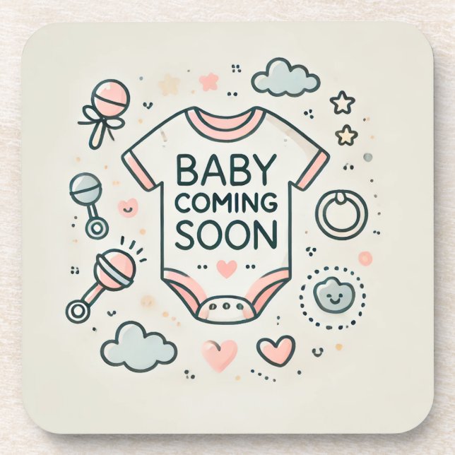 Perfect Gift for Expecting Parents - Cute & Practi Beverage Coaster (Front)