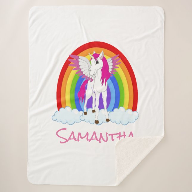Perfect Gift Personalized Unicorn Sherpa Blanket (Front)