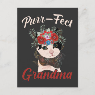 Perfect Grandma Cat Flower loving Grandparents Postcard