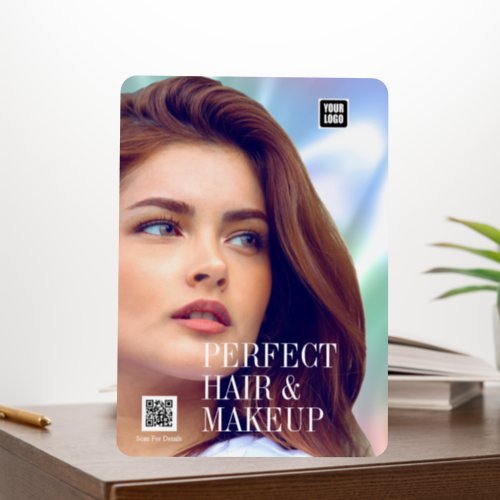 PERFECT HAIR  MAKEUP Girl Hair Salon Logo QR Code Foam Board