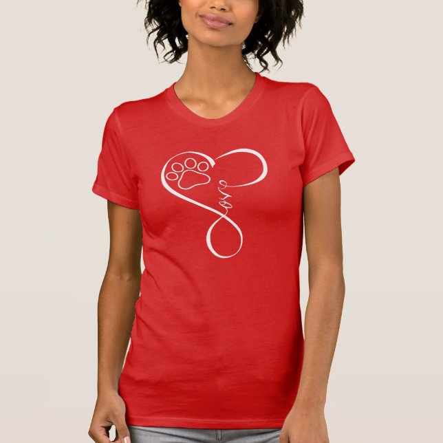 Perfect Heartbeat Cat Dog Love T-shirt Paw Heart (Front)