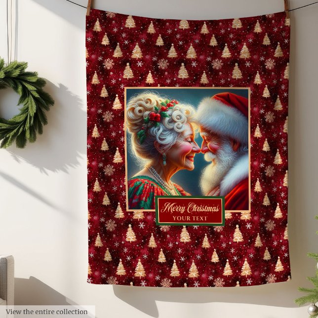 Perfect Holiday Throw Blanket Burgundy Gold Santa  (Perfect Holiday Throw Blanket Burgundy Gold Santa Claus)