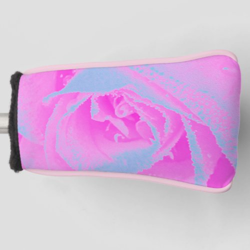 Perfect Hot Pink and Light Blue Rose Detail Golf Head Cover