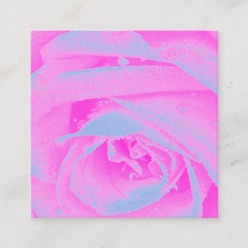 Perfect Hot Pink and Light Blue Rose Detail Square Business Card
