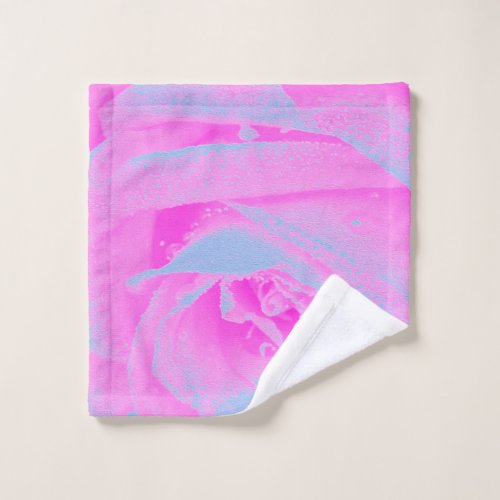 Perfect Hot Pink and Light Blue Rose Detail Wash Cloth