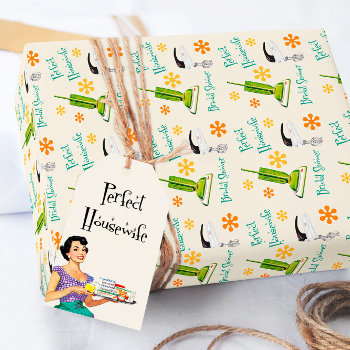 Perfect Housewife Retro Bridal Wrapping Paper by SugSpc_Invitations at Zazzle