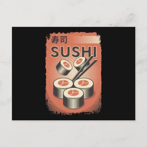 Perfect Japanese Sushi Food  Vintage Style Design Postcard