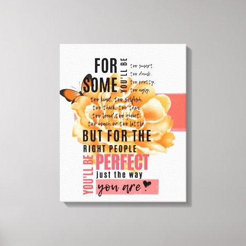 Perfect just the way you are illustrated quote canvas print