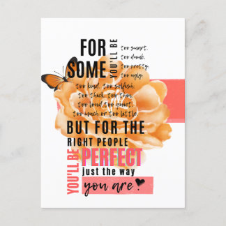 Perfect just the way you are illustrated quote postcard