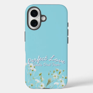 Perfect Love Casts Out Fear Light Blue Christian iPhone 16 Case