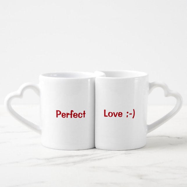 Perfect Love Cute Funny His Hers Couples Coffee Mug Set (Front Nesting)