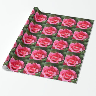 perfect, lovely summer hot pink rose flower photo wrapping paper