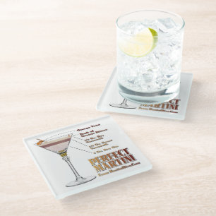 Perfect Martini Cocktail Recipe Art Glass Coaster