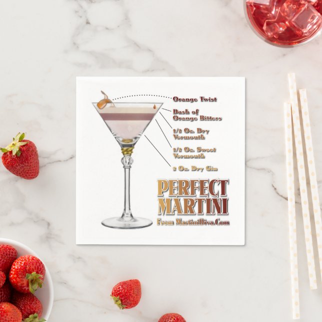 Perfect Martini Cocktail Recipe Art Napkins (Insitu)