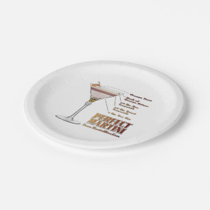 Perfect Martini Cocktail Recipe Art Paper Plates