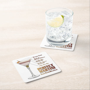 Perfect Martini Cocktail Recipe Art Square Paper Coaster