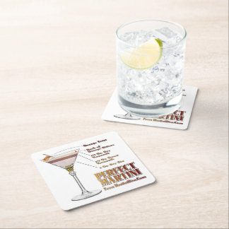 Perfect Martini Cocktail Recipe Art Square Paper Coaster