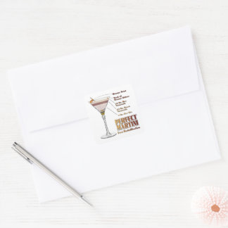 Perfect Martini Cocktail Recipe Art Square Sticker