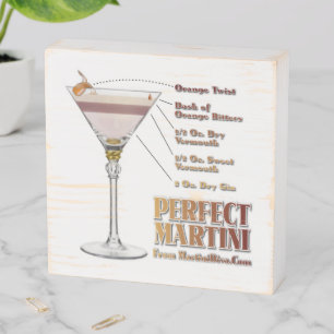 Perfect Martini Cocktail Recipe Art Wooden Box Sign