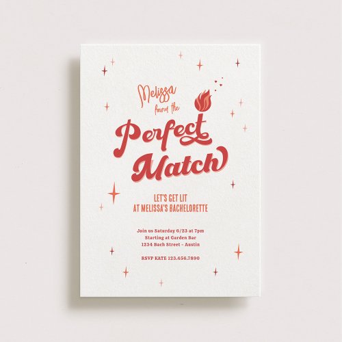 Perfect Match Bachelorette Party Invitation