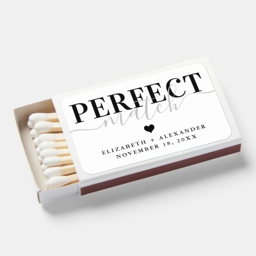 Perfect Match Black and White Modern Wedding Favor