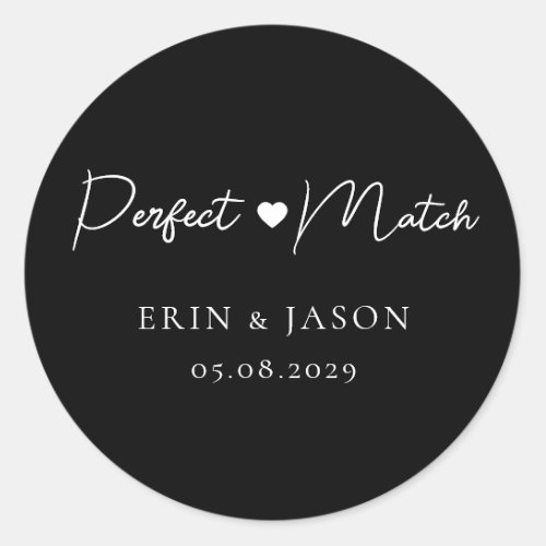 Perfect Match Black Elegant Simpel  Classic Round Sticker