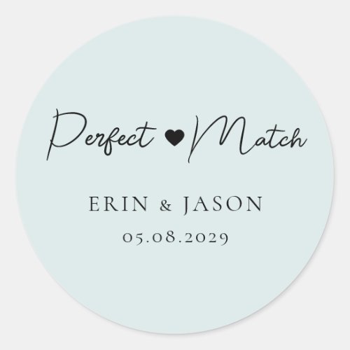 Perfect Match Blue_Gray Elegant Simpel  Classic Round Sticker