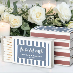 Perfect Match Blue Stripe Wedding Matchboxes