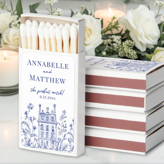 Perfect Match Blue Wedding Matchbox Favors (Perfect Match Blue Wedding Matchbox Favors)