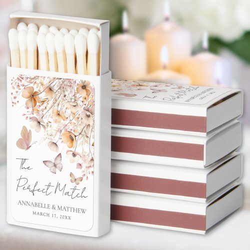 Perfect Match Boho Floral Wedding Matchbox Favors
