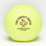 Perfect Match Bridal Shower Bachelorette Favor Tennis Balls<br><div class="desc">Personalized tennis balls with "The Perfect Match" and personalized custom-printed bride and groom names and wedding date, great as a tennis theme or tennis club bridal shower or bachelorette party for the couple who loves tennis - or add your own text to create cute and unique gift for the newlywed...</div>