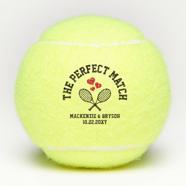 Perfect Match Bridal Shower Bachelorette Favor Tennis Balls (Front)