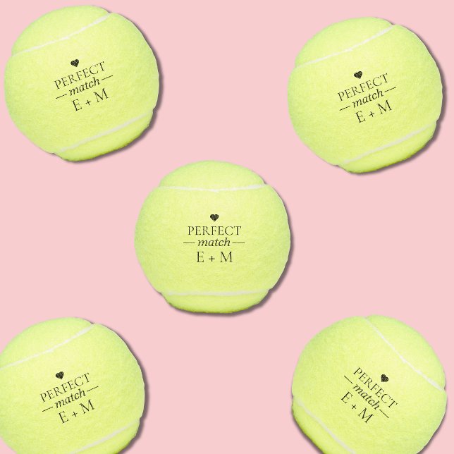 Perfect Match Bridal Wedding Couples Shower Favor Tennis Balls (perfect match wedding favors, bachelorette favors)