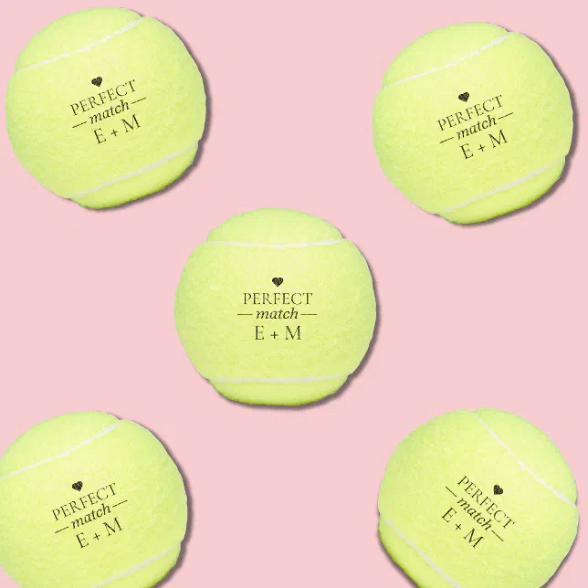 Perfect Match Bridal Wedding Couples Shower Favor Tennis Balls
