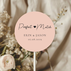Perfect Match! Brown-Blush, Elegant, Simpel Classic Round Sticker