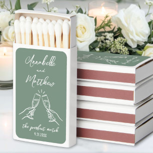 Perfect Match Champagne Green Wedding Matchboxes