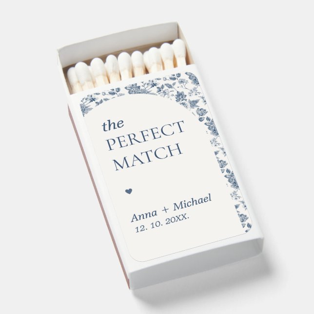 Perfect Match Chinoiserie Dusty Blue Wedding Favor (Front Open)