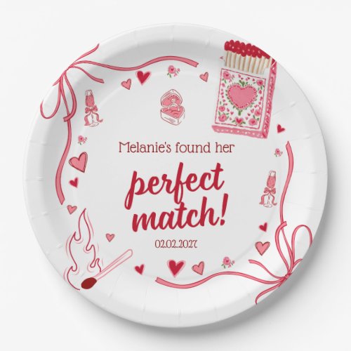Perfect Match Coquette Bridal Shower Personalized Paper Plates