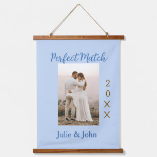 perfect match couple photo year name blue trendy m hanging tapestry