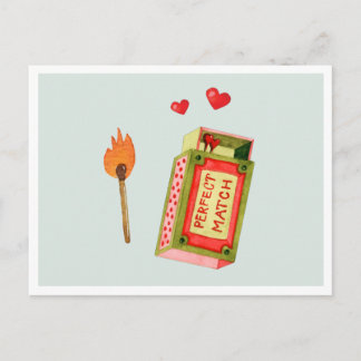 Perfect Match | Cute Watercolor Valentine Holiday Postcard
