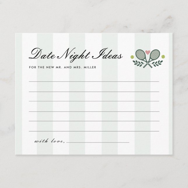 Perfect Match Date Night Ideas Bridal Shower Enclosure Card (Front)